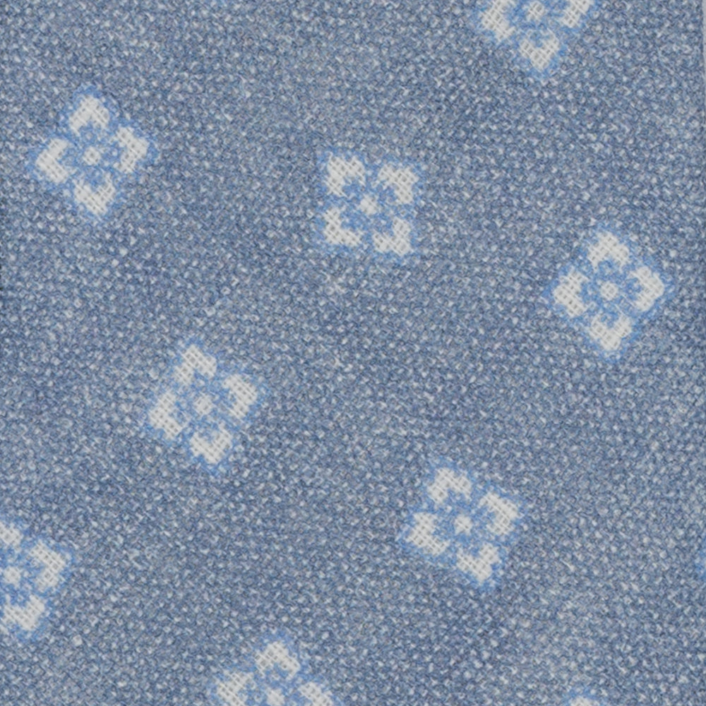 Cravatta 3 Pieghe in Irish Linen Fantasia Floreale Avio JD032
