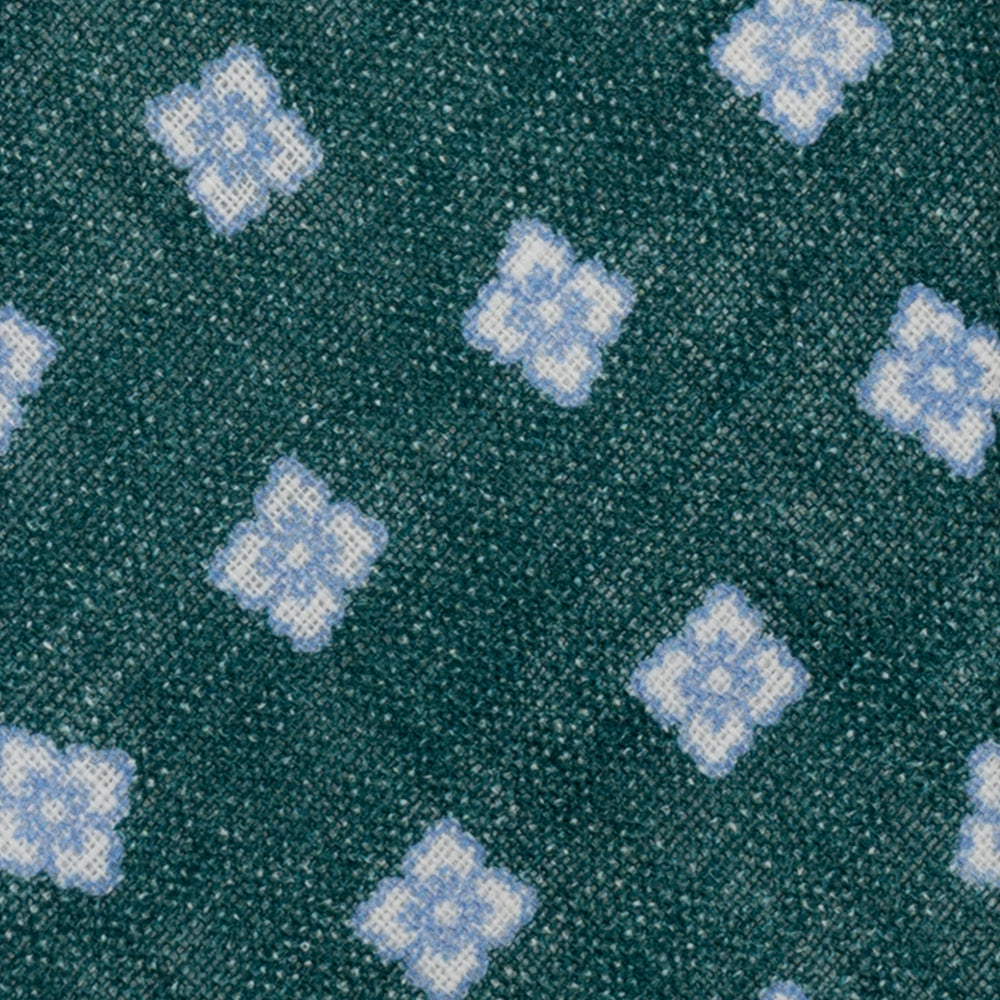 Cravatta 3 Pieghe in Irish Linen Fantasia Floreale Verde JD032