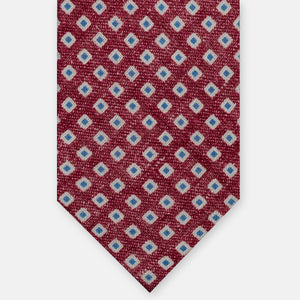 Cravatta 3 Pieghe in Irish Linen Fantasia Geometrica Rosso JD030