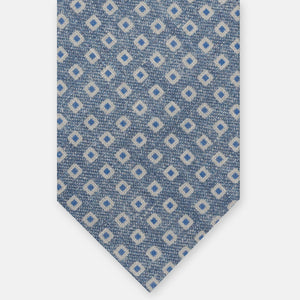 Cravatta 3 Pieghe in Irish Linen Fantasia Geometrica Grigio JD030