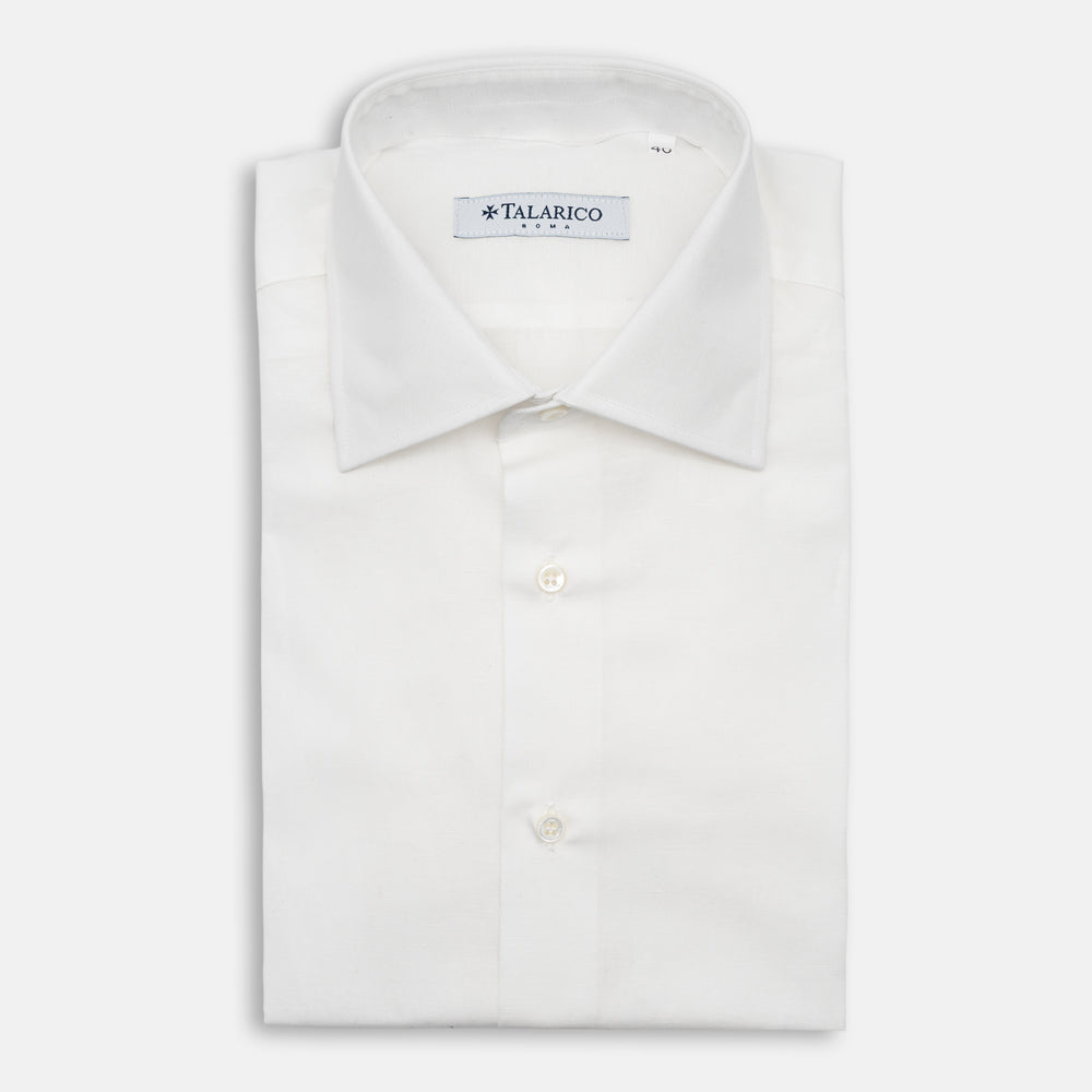 Camicia Sartoriale in Misto Lino e Cotone | Bianco
