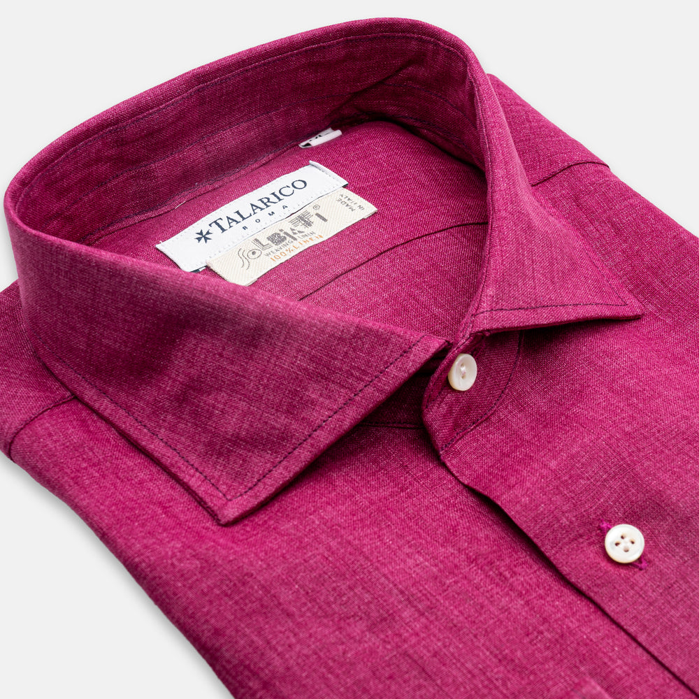 Camicia in Lino Solbiati  Loro Piana Collo alla Francese  | Colore Magenta