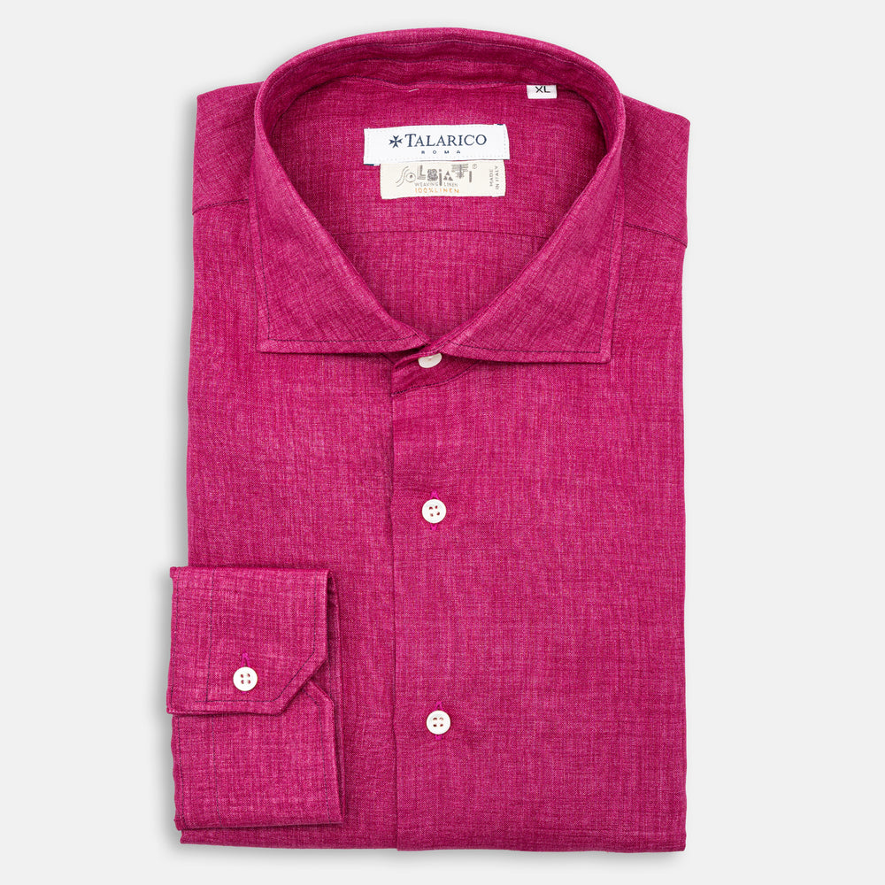 Camicia in Lino Solbiati  Loro Piana Collo alla Francese  | Colore Magenta
