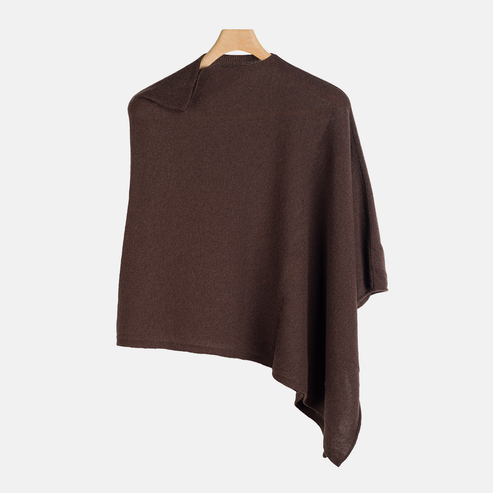 Mantella Asimmetrica in 100% Cashmere | Marrone