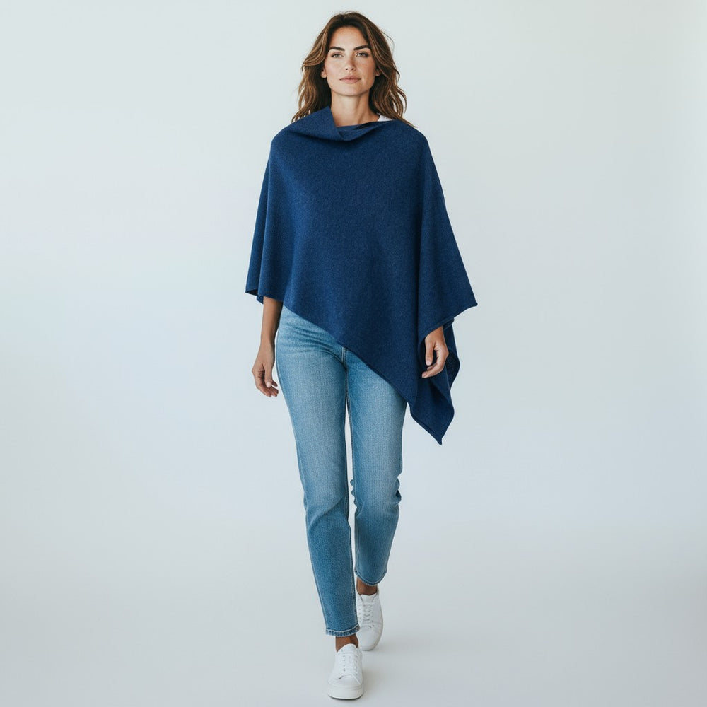 Mantella Asimmetrica in 100% Cashmere | Blu