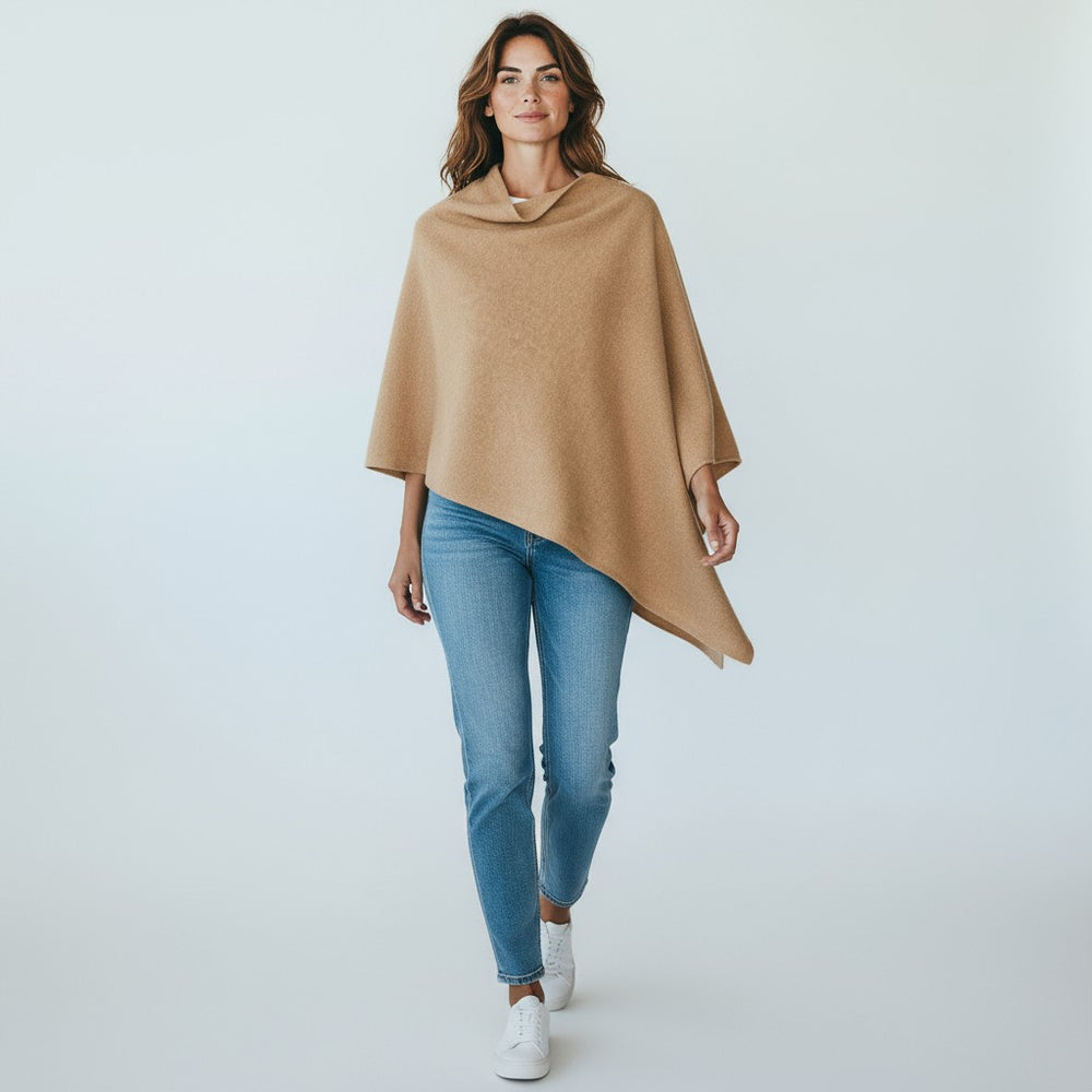 Mantella Asimmetrica in 100% Cashmere | Cammello