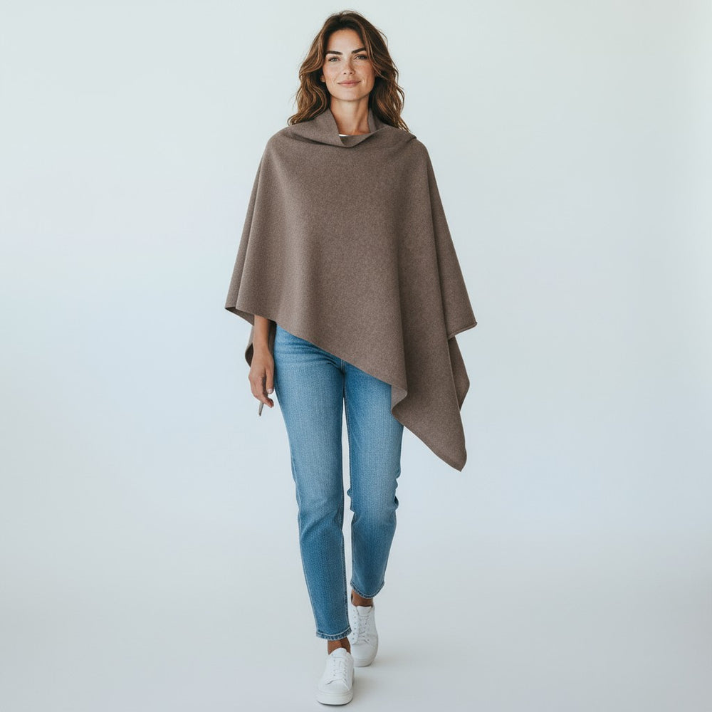 Mantella Asimmetrica in 100% Cashmere | Legno