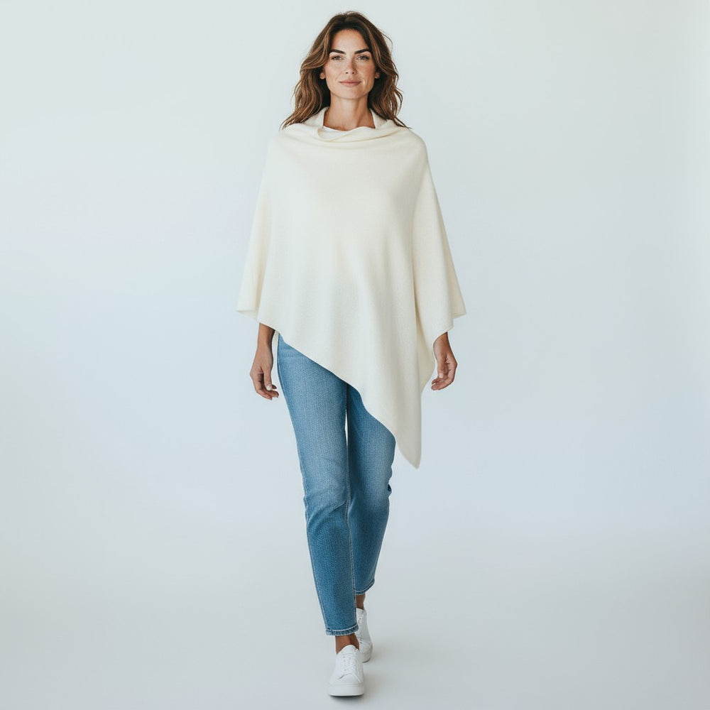 Mantella Asimmetrica in 100% Cashmere | Panna