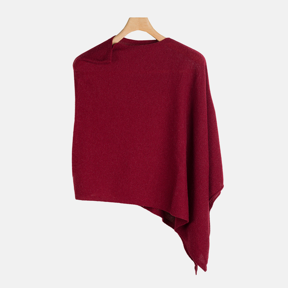 Mantella Asimmetrica in 100% Cashmere | Bordeaux