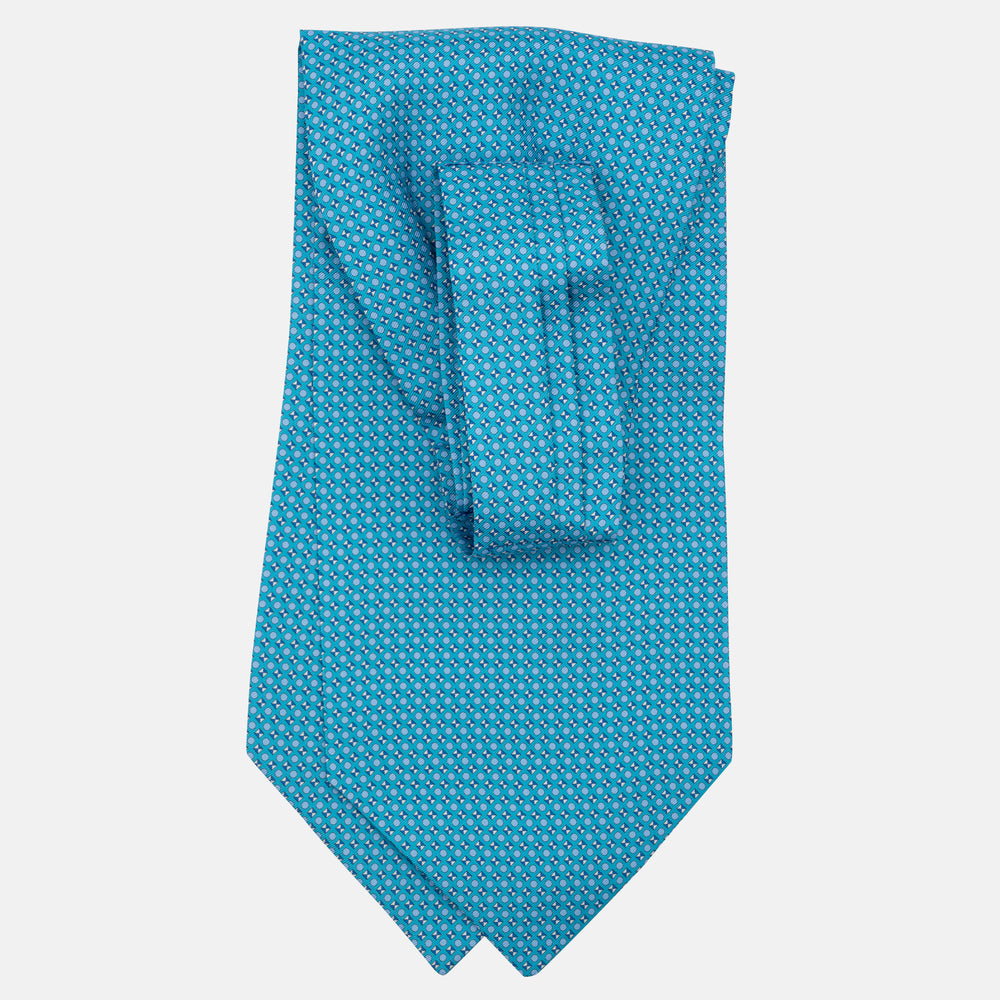Ascot Sartoriale in Pura Seta Twill | Fatto a Mano -  Micro Fantasia Piscina