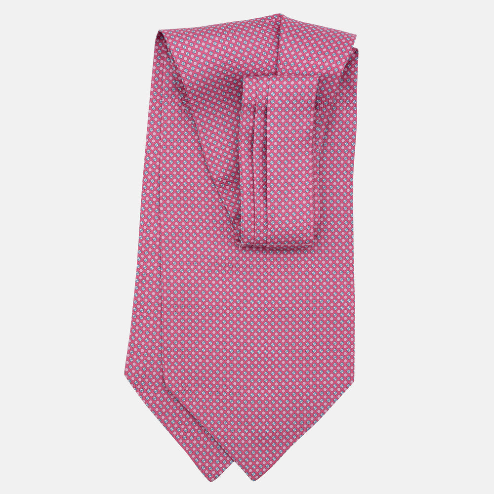 Ascot Sartoriale in Pura Seta Twill | Fatto a Mano -  Micro Fantasia Rosa