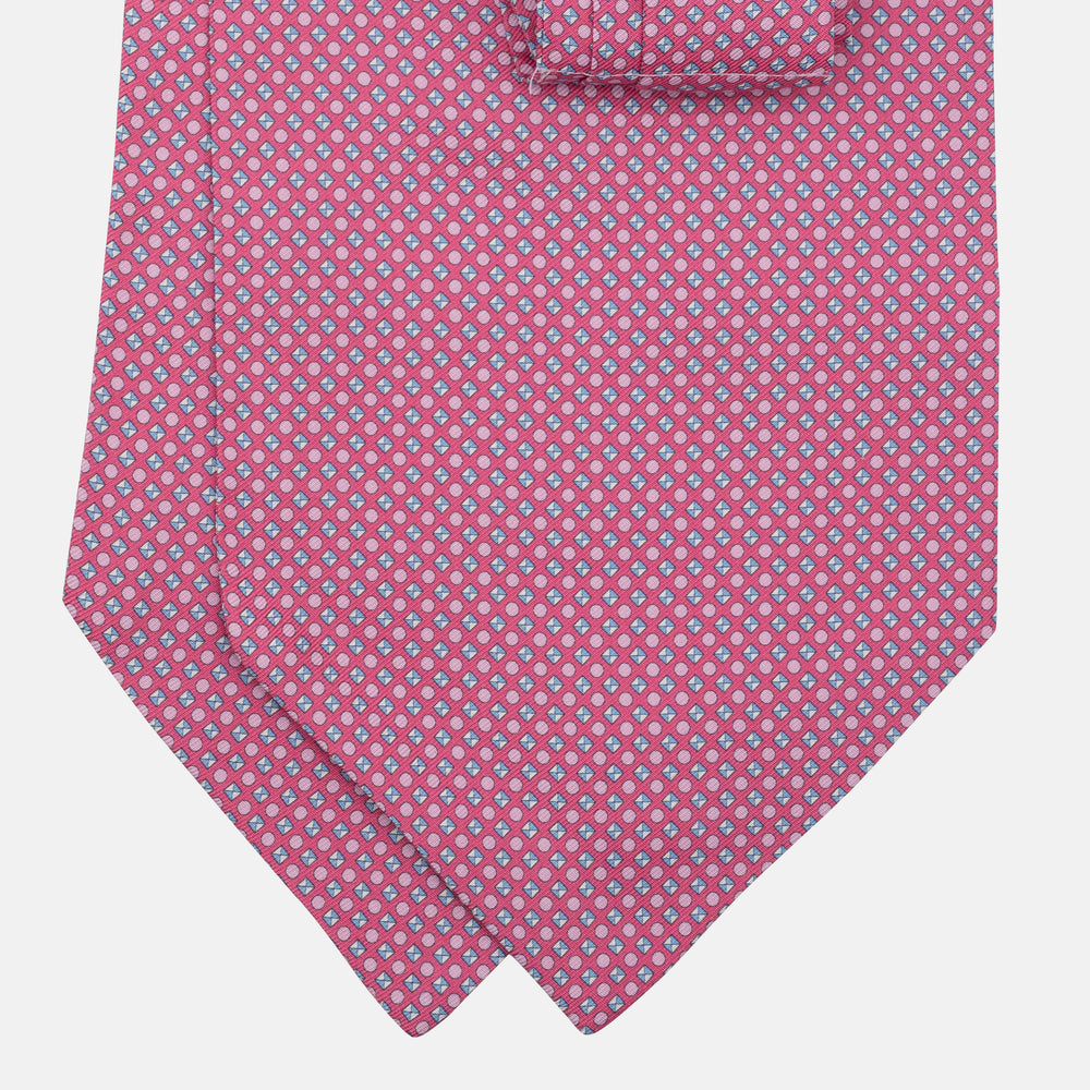 Ascot Sartoriale in Pura Seta Twill | Fatto a Mano -  Micro Fantasia Rosa