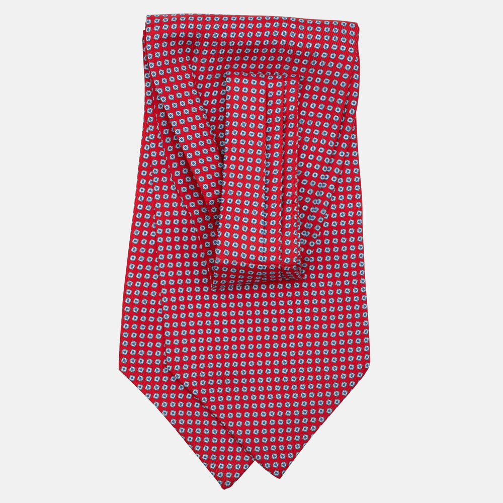 Ascot Sartoriale in Pura Seta Twill | Fatto a Mano - Micro Fantasia Rosso