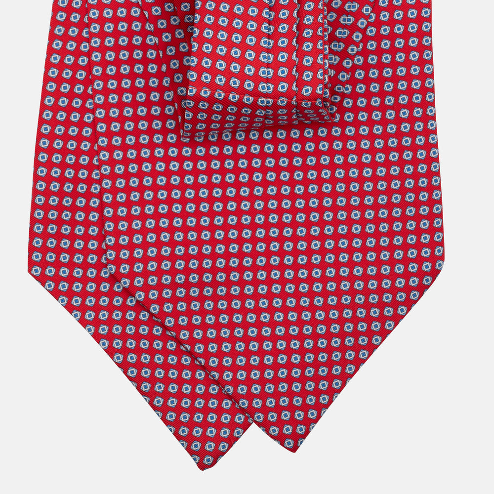 Ascot Sartoriale in Pura Seta Twill | Fatto a Mano - Micro Fantasia Rosso