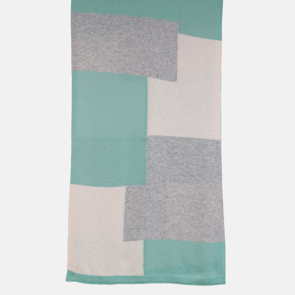 Sciarpa Unisex in 100% Lana | Modello Mondrian Polvere Panna Grigio - 102M