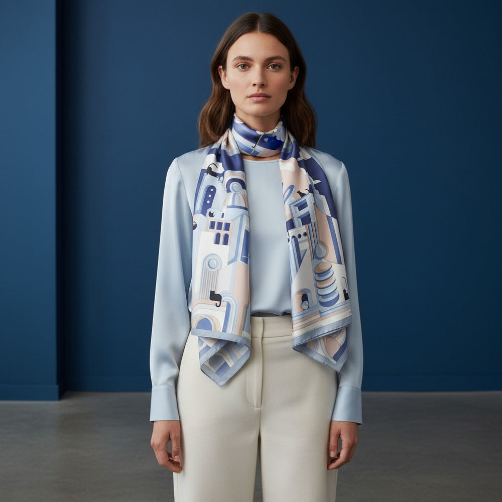 Foulard In Seta Twill 90 Ombre di Città