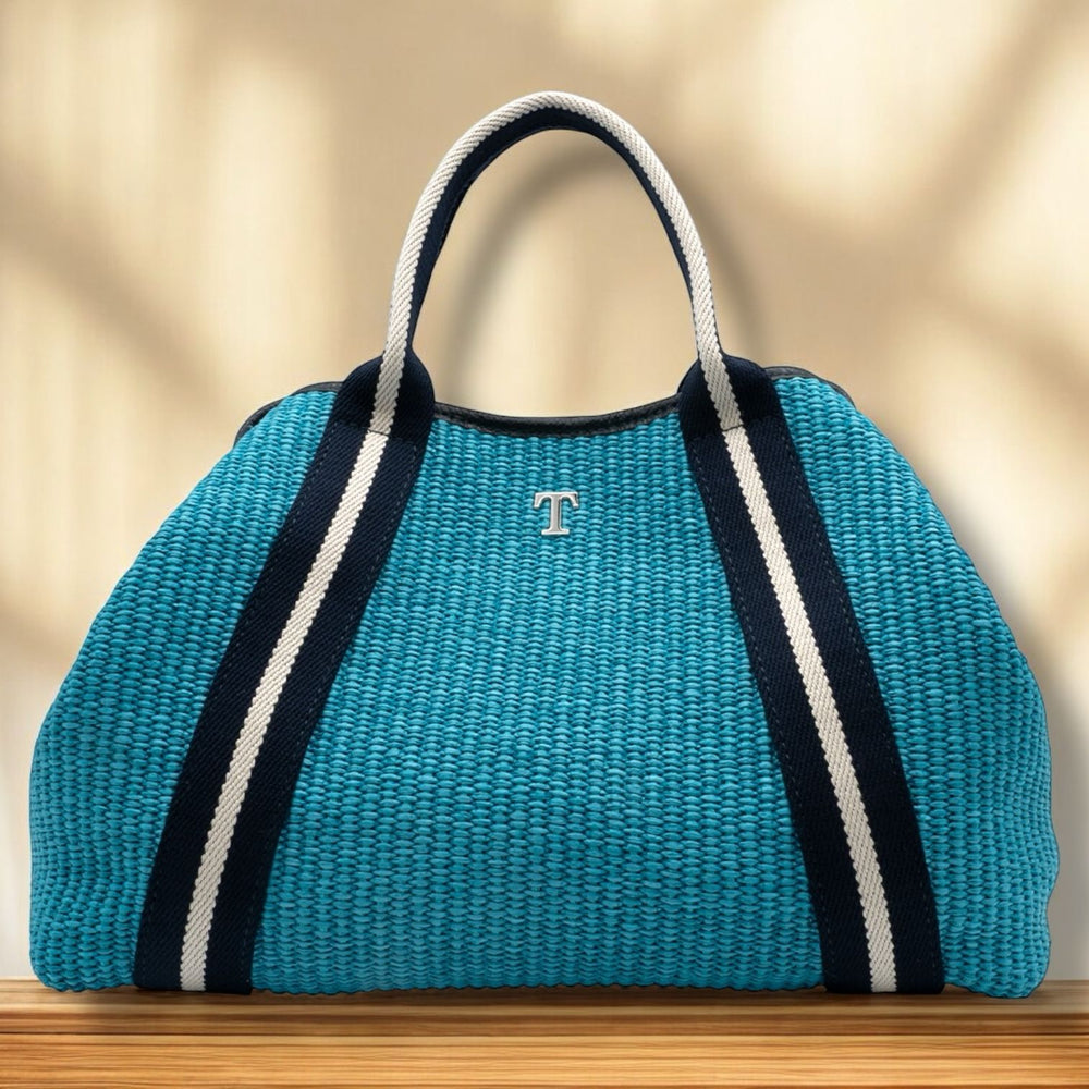 Rafia Salina Tot Bag Turquoise SS25