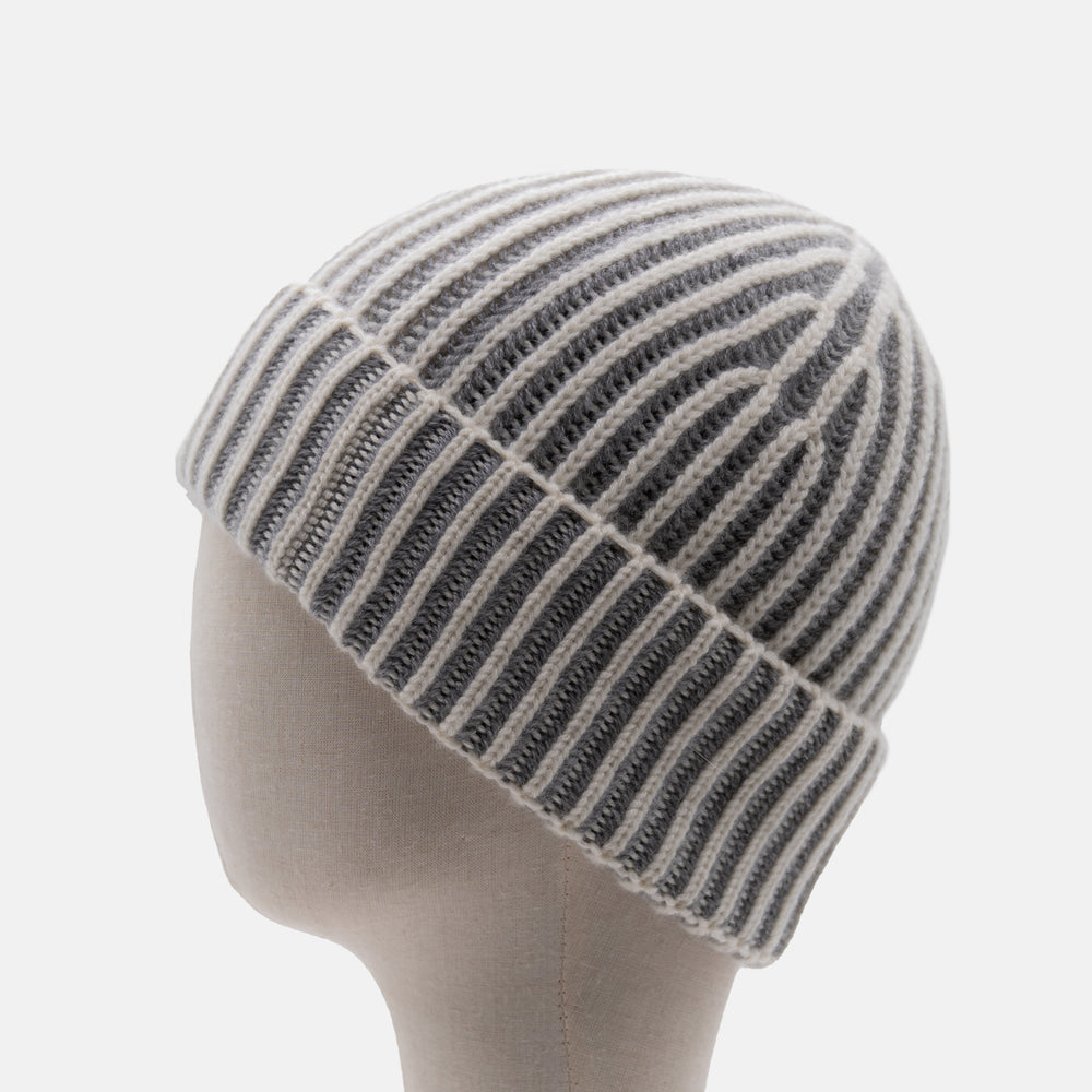 Berretto in Cashmere Panna-Gris