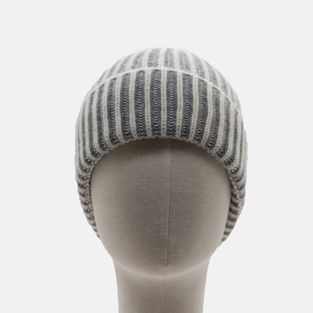 Berretto in Cashmere Panna-Gris