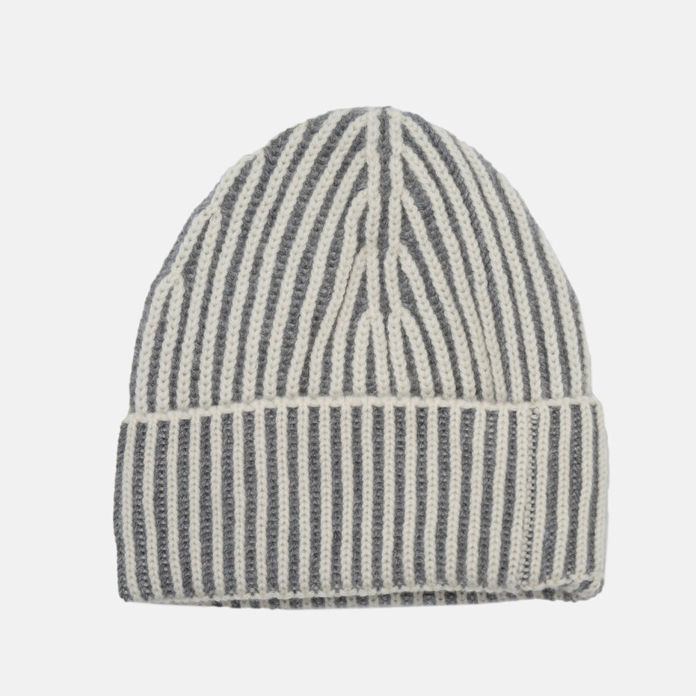Berretto in Cashmere Panna-Gris
