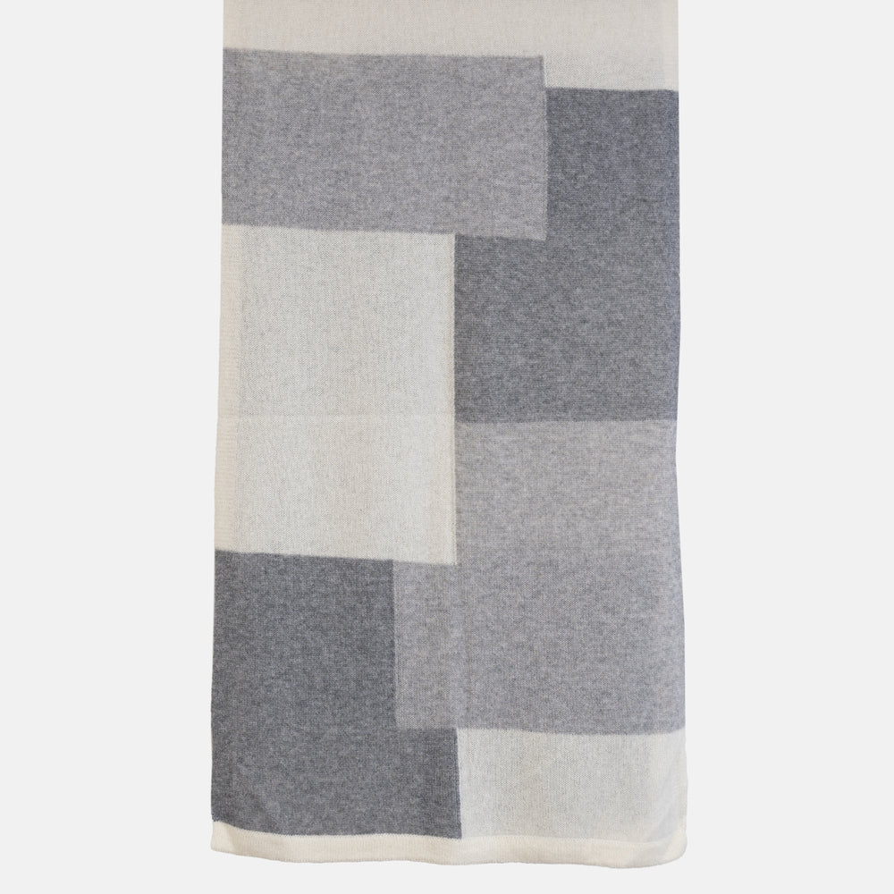 Sciarpa Unisex in 100% Lana | Modello Mondrian Panna Grigio - 102M