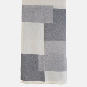 Sciarpa Unisex in 100% Lana | Modello Mondrian Panna Grigio - 102M