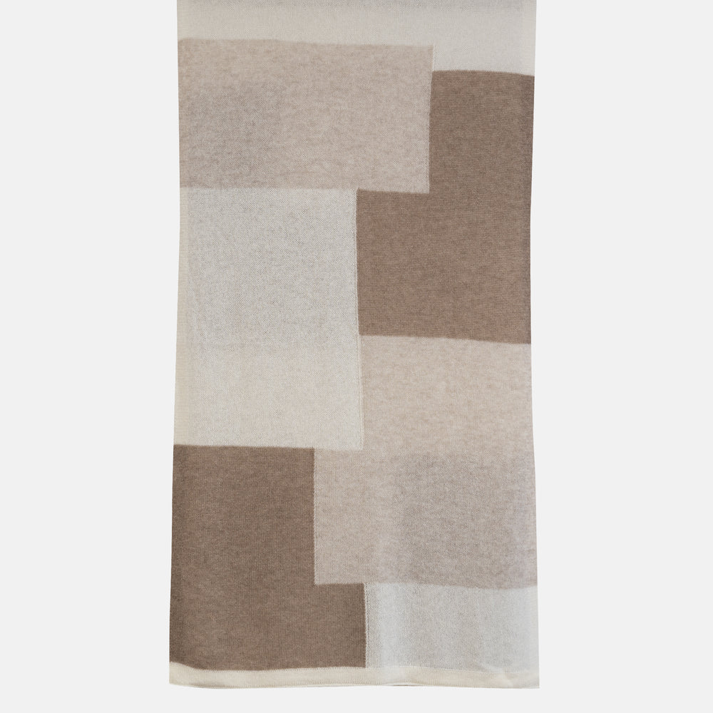 Sciarpa Unisex in 100% Lana | Modello Mondrian Panna Silver Brown - 102M