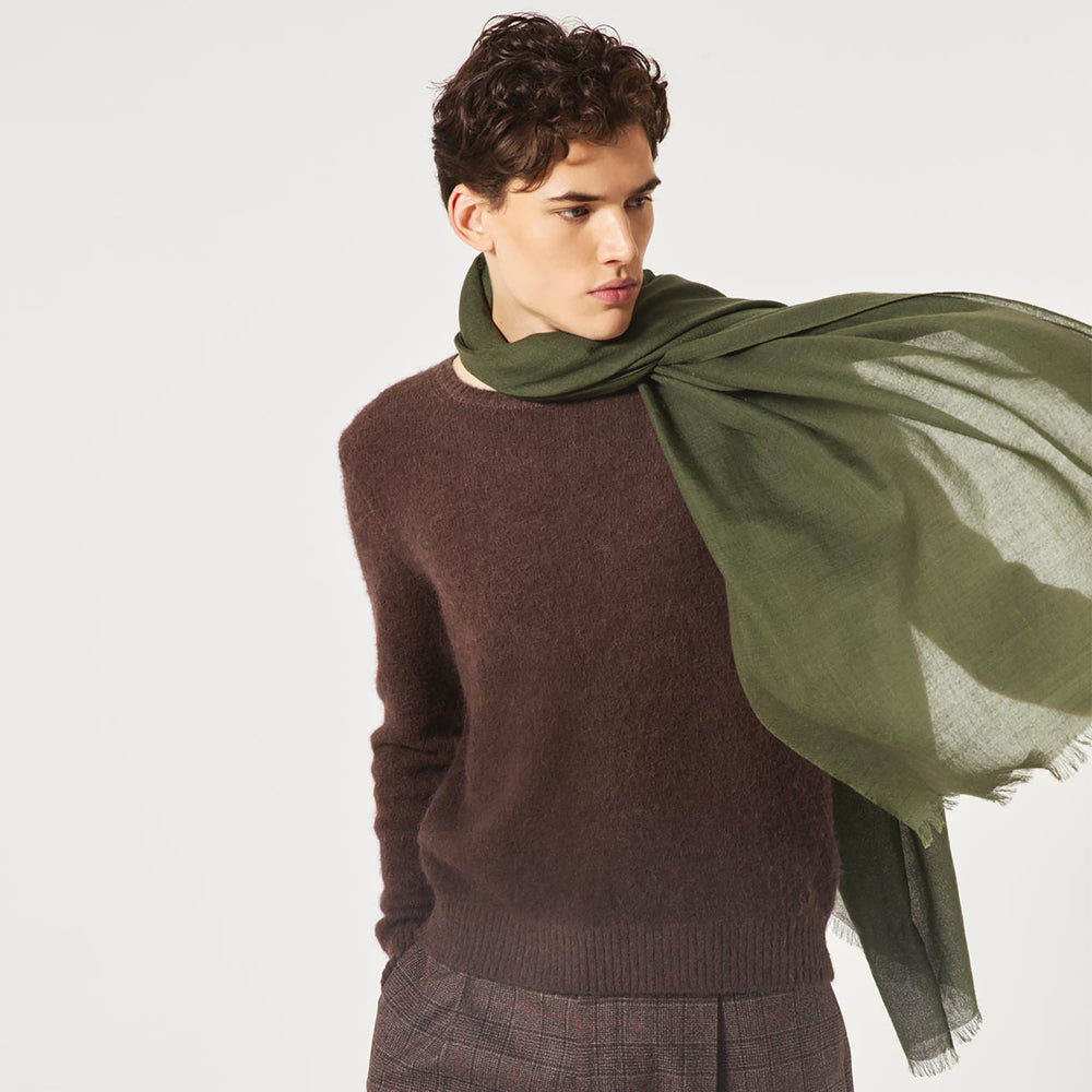 Pashmina "Georgia" in 100% Puro Cashmere | Military - 8500