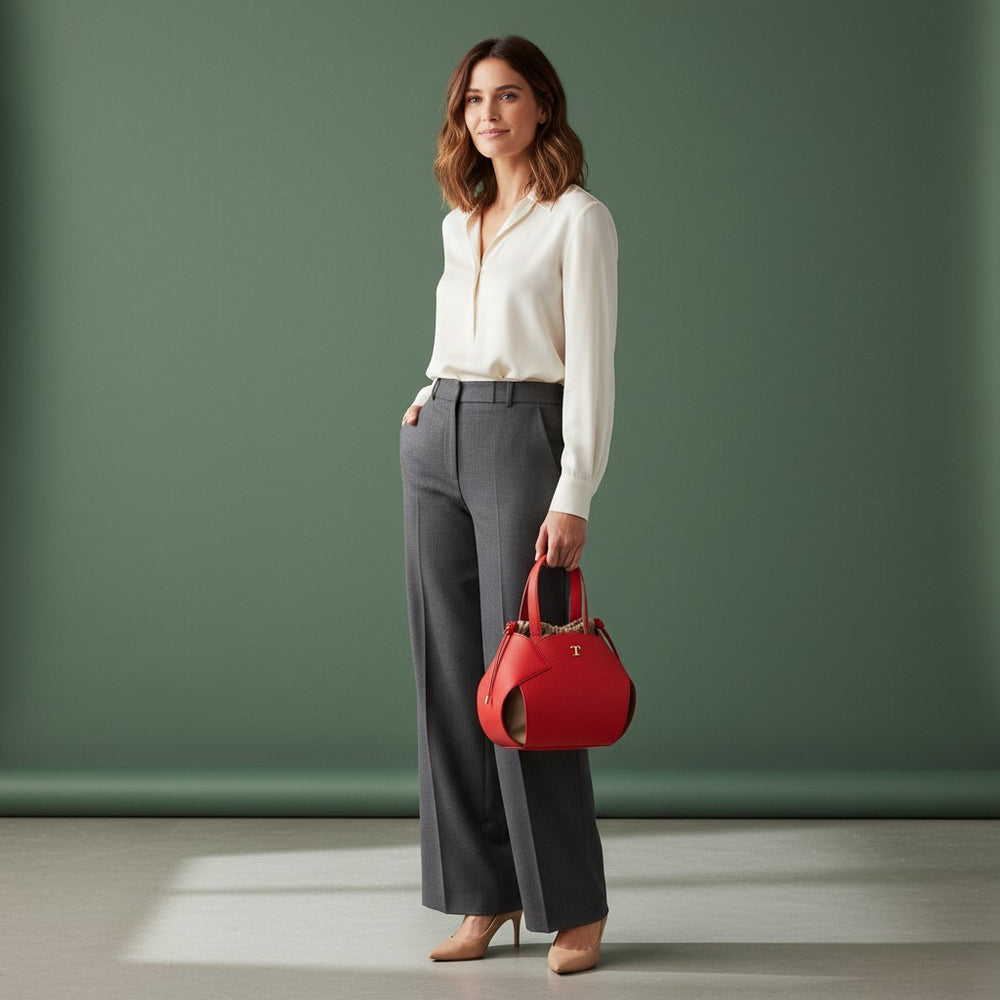 Borsa PomPon Talarico in pelle martellata