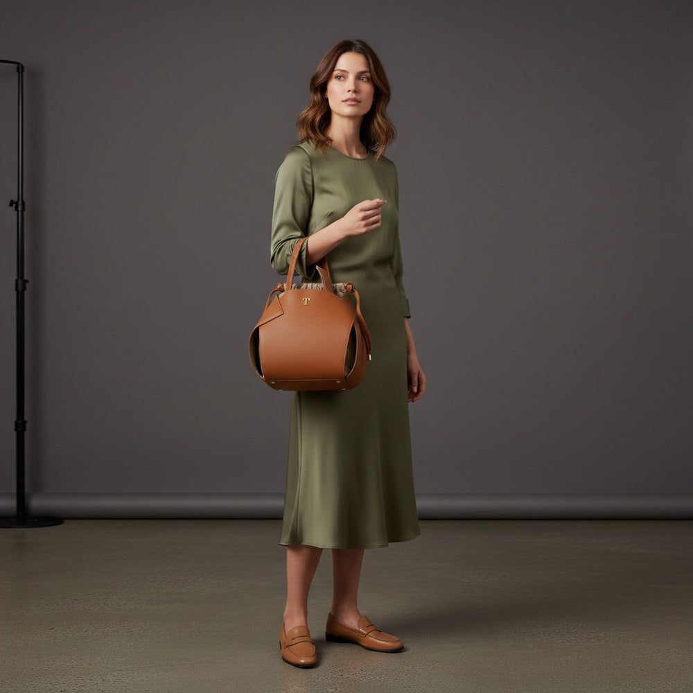 Talarico PomPon Bag in Hammered Leather