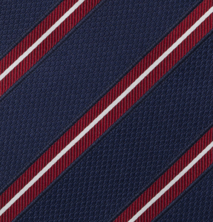 Cravatta Collezione 1999 in Seta Pesante Blu Rosso con Righe Doppie JD05
