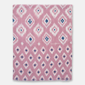 Sciarpa Coprispalle Soverato in Lino e Seta Rosa con Motivo a Rombi | Made in Italy