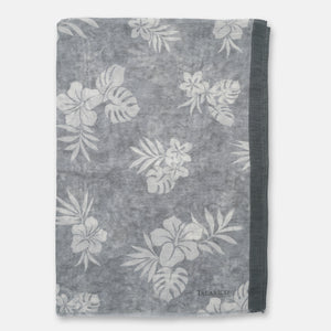 Sciarpa Coprispalle Sperlonga in Lino e Seta Grigio con Motivo Botanico | Made in Italy