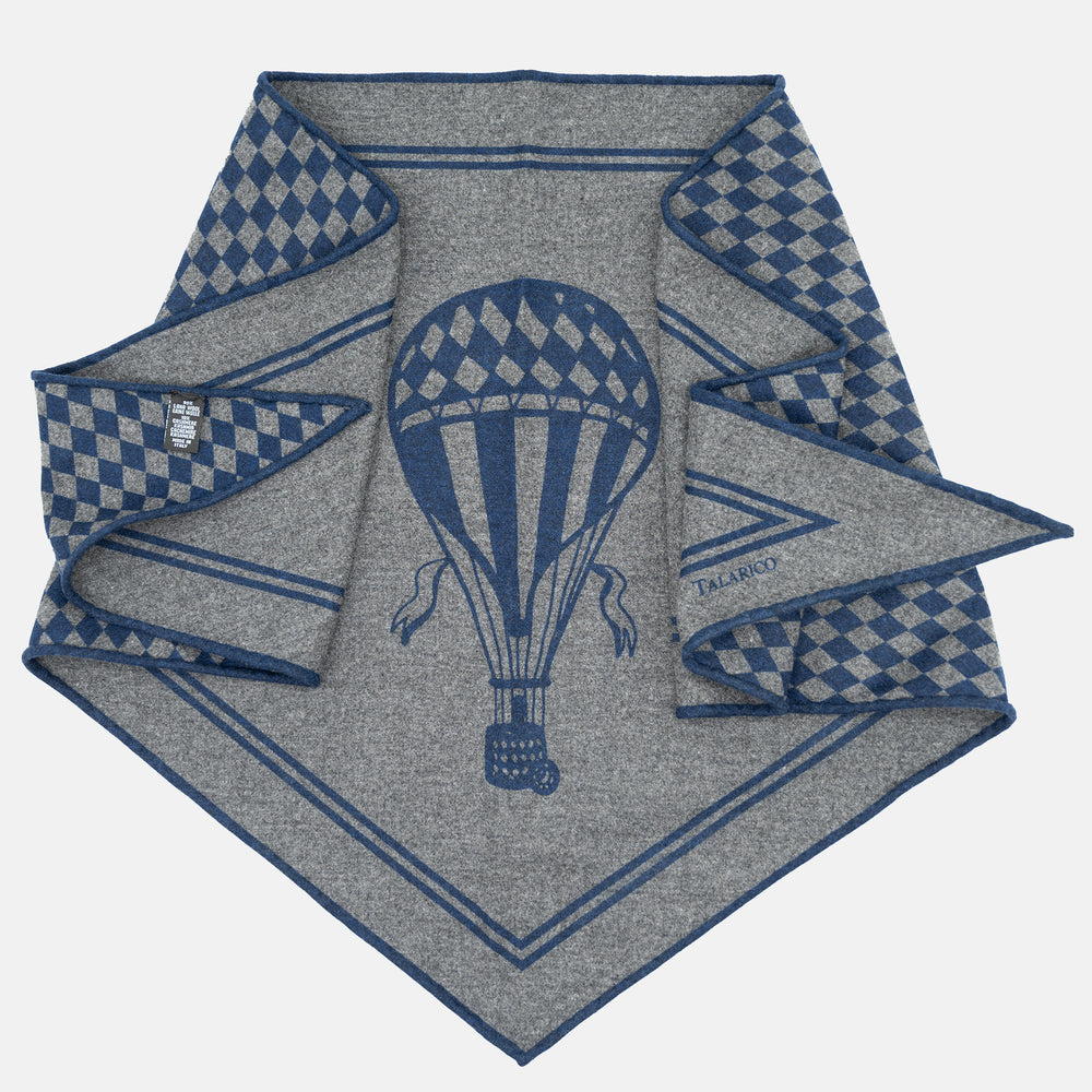 Triangolo in Lana e Cashmere | Fantasia Mongolfiera Blu - TAL-191-3