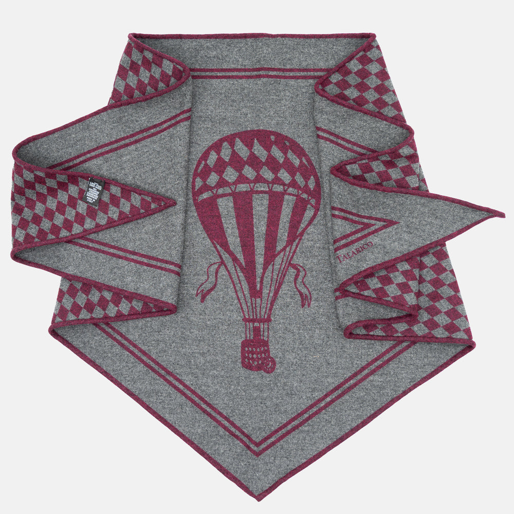 Triangolo in Lana e Cashmere | Fantasia Mongolfiera Bordeaux - TAL-191-13