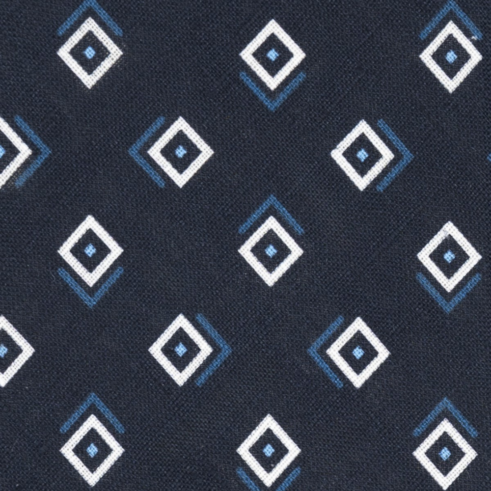 Cravatta 3 Pieghe in Irish Linen Fantasia Geometrica Blu Celeste - M49113