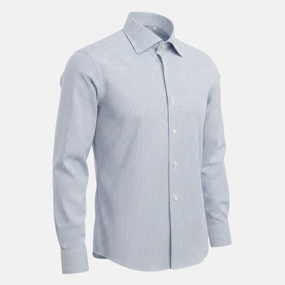 Camicia  Talarico in Cotone Bianco-Blu a Righe (TE1019012)
