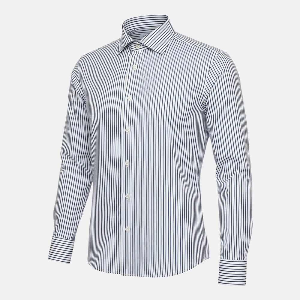Camicia Talarico in Cotone Bianco-Blu a Righe Sottili (TE101906)