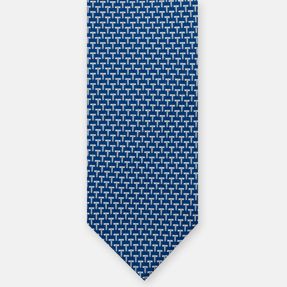 Cravatte 3 pieghe seta T Iconica Blu Grigio