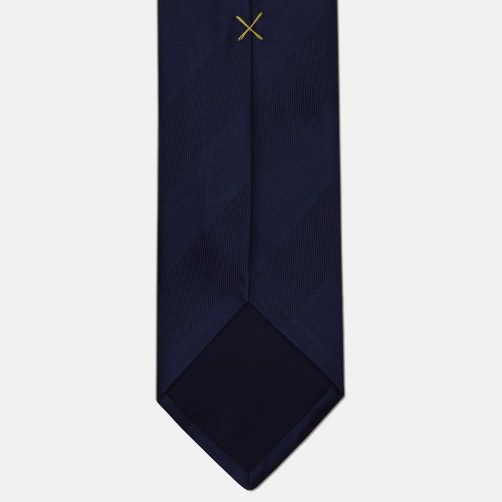Cravatta sartoriale Talarico in Seta  raso Regimental Blu Tono su tono