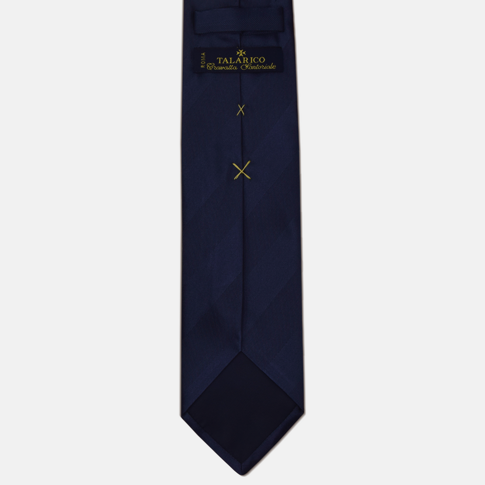 Cravatta sartoriale Talarico in Seta  raso Regimental Blu Tono su tono
