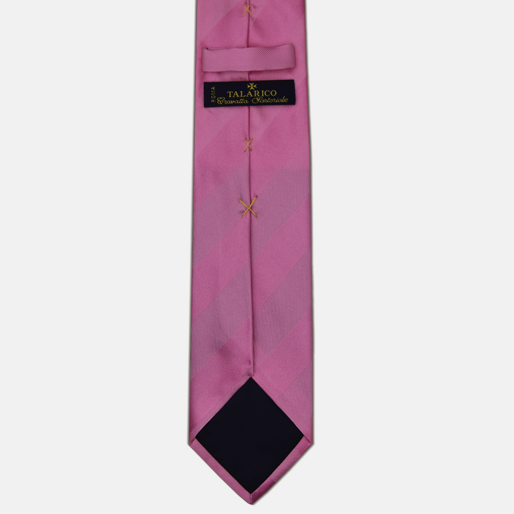 Cravatta sartoriale Talarico in Seta raso Regimental Rosa Tono su tono
