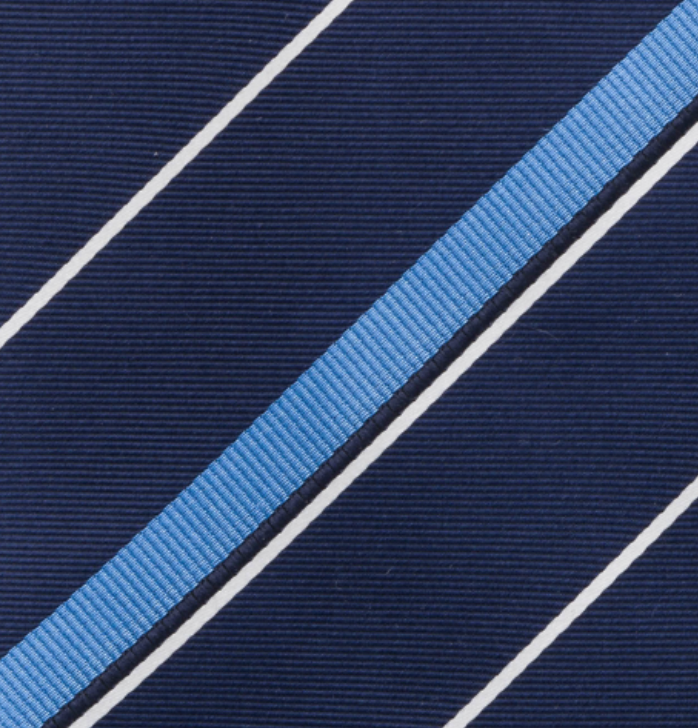 Cravatta Collezione 1999 in Seta Pesante Blu con Righe Celesti JD011