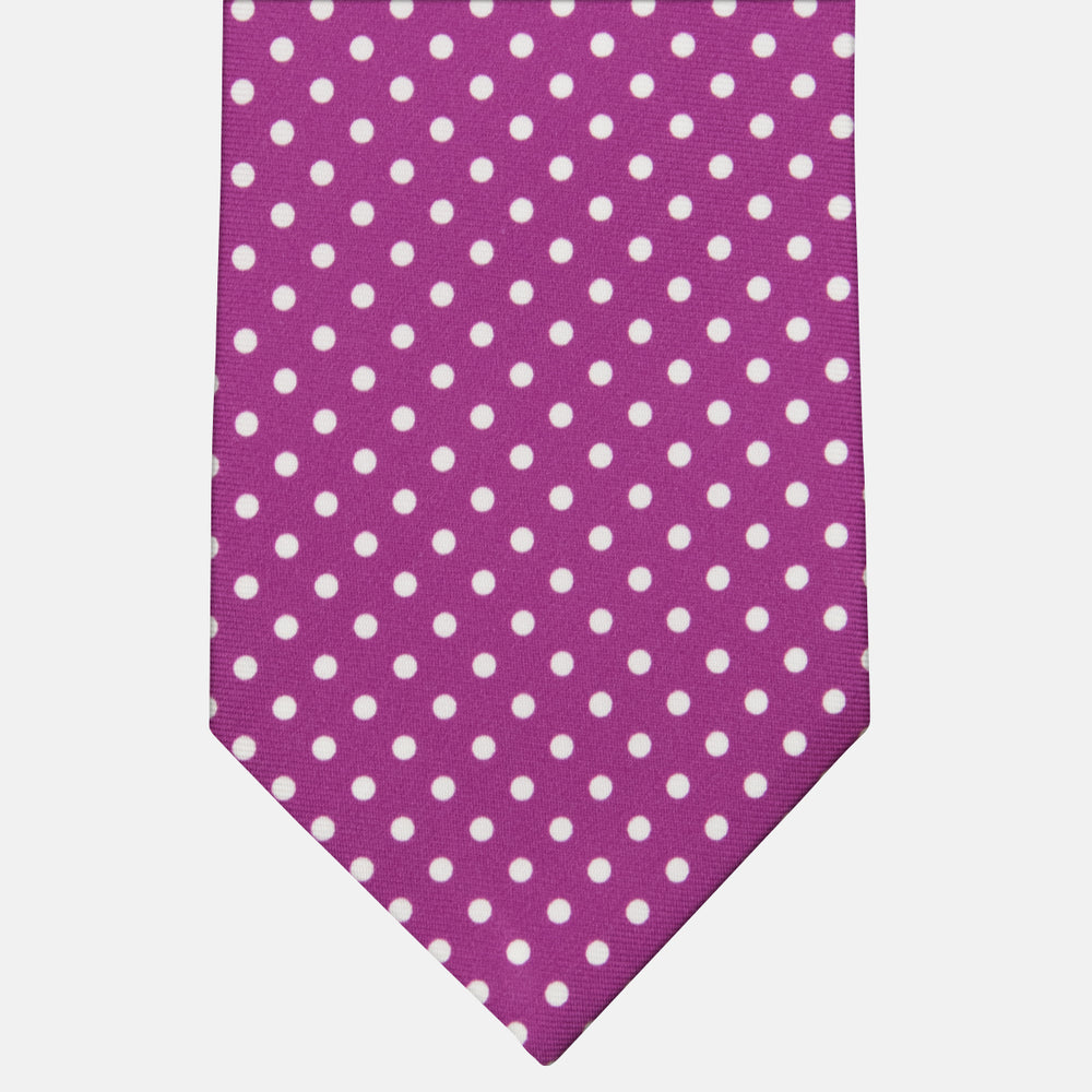 3-Fold Silk Tie Polka Dot Pattern, Magenta - M6847