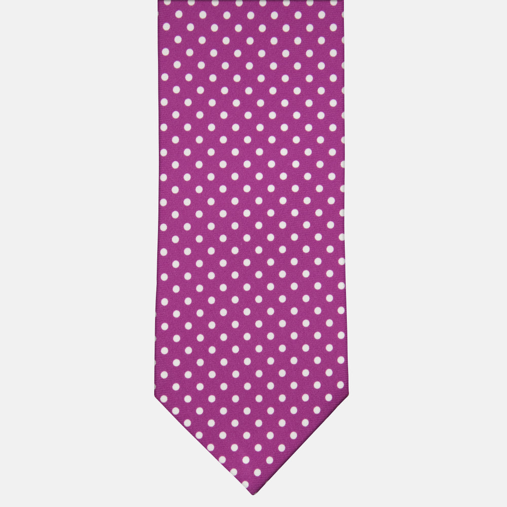 3-Fold Silk Tie Polka Dot Pattern, Magenta - M6847