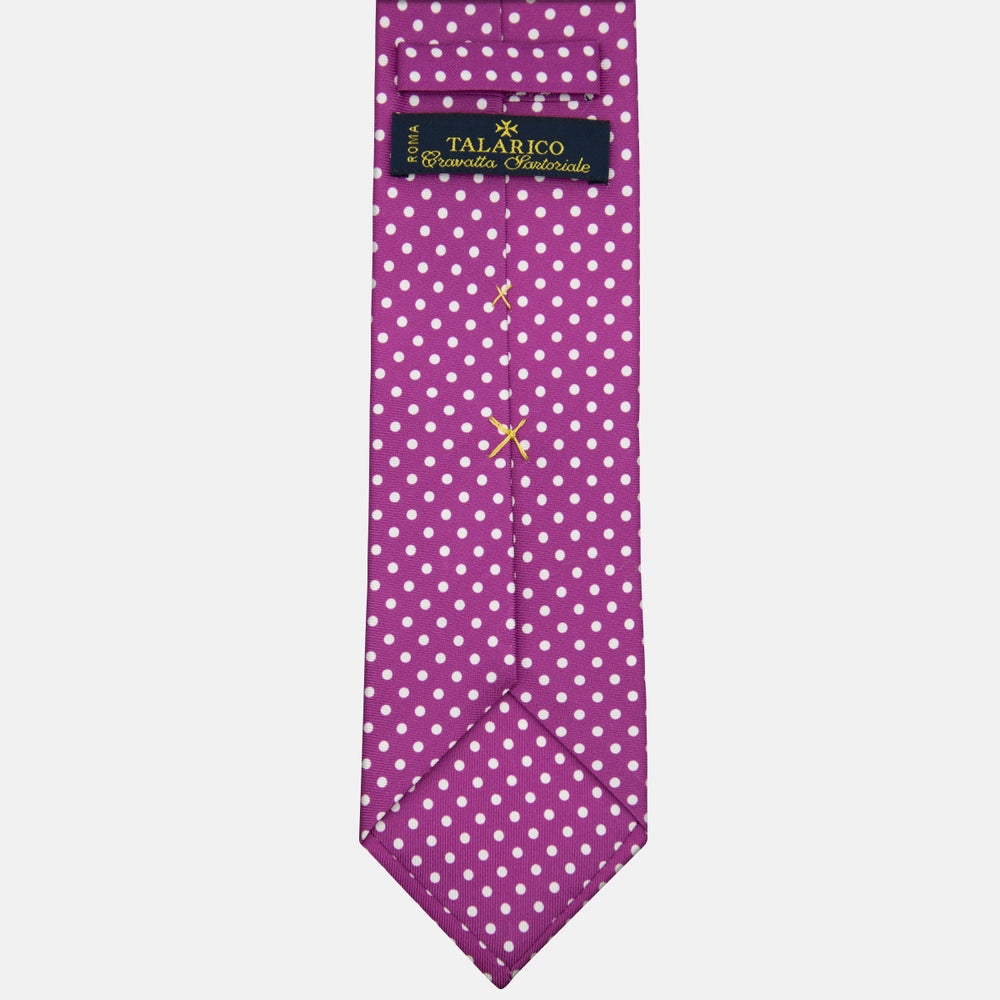 3-Fold Silk Tie Polka Dot Pattern, Magenta - M6847