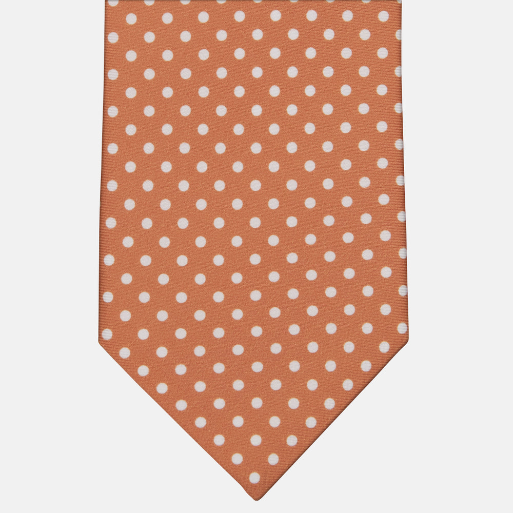 3-Fold Silk Polka Dot Pattern Tie, Orange - M6847