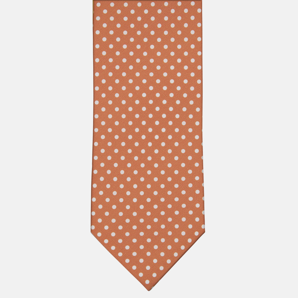 3-Fold Silk Polka Dot Pattern Tie, Orange - M6847