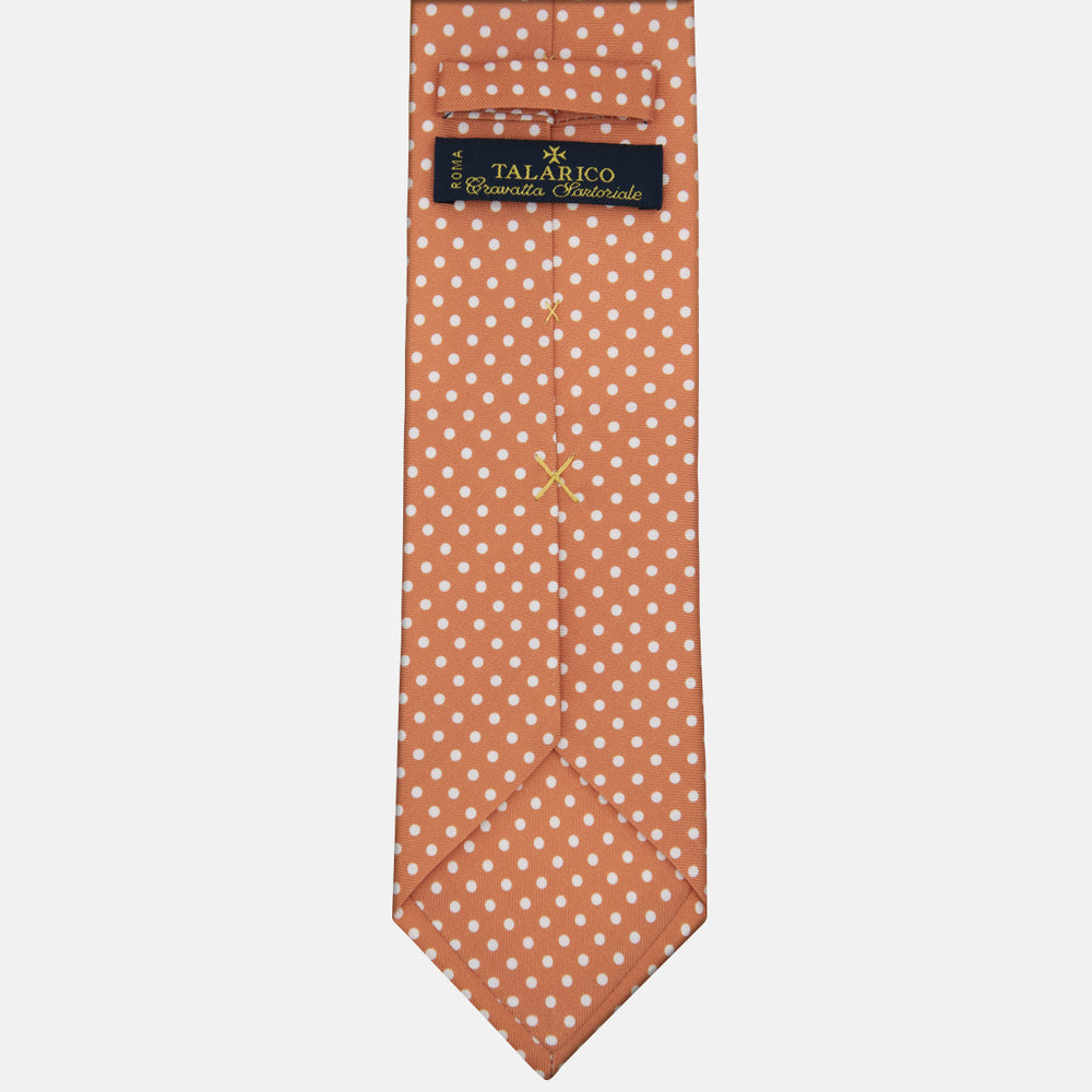 3-Fold Silk Polka Dot Pattern Tie, Orange - M6847
