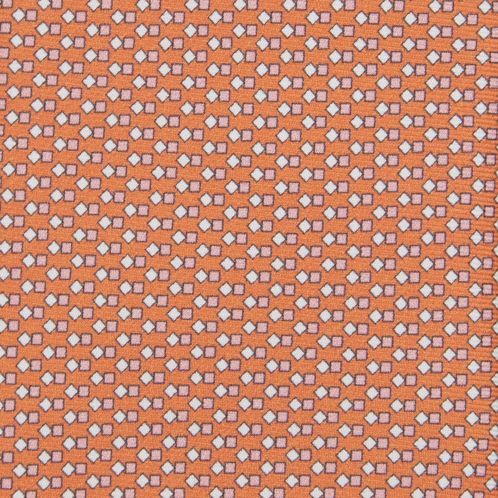 Cravatta 3 pieghe in Seta Fantasia Geometrica, Arancione - M49800